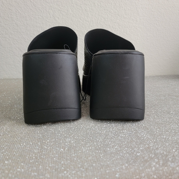 NWT Soda Black Platform Slide Sandals with Rhinestones - Picture 5 of 7